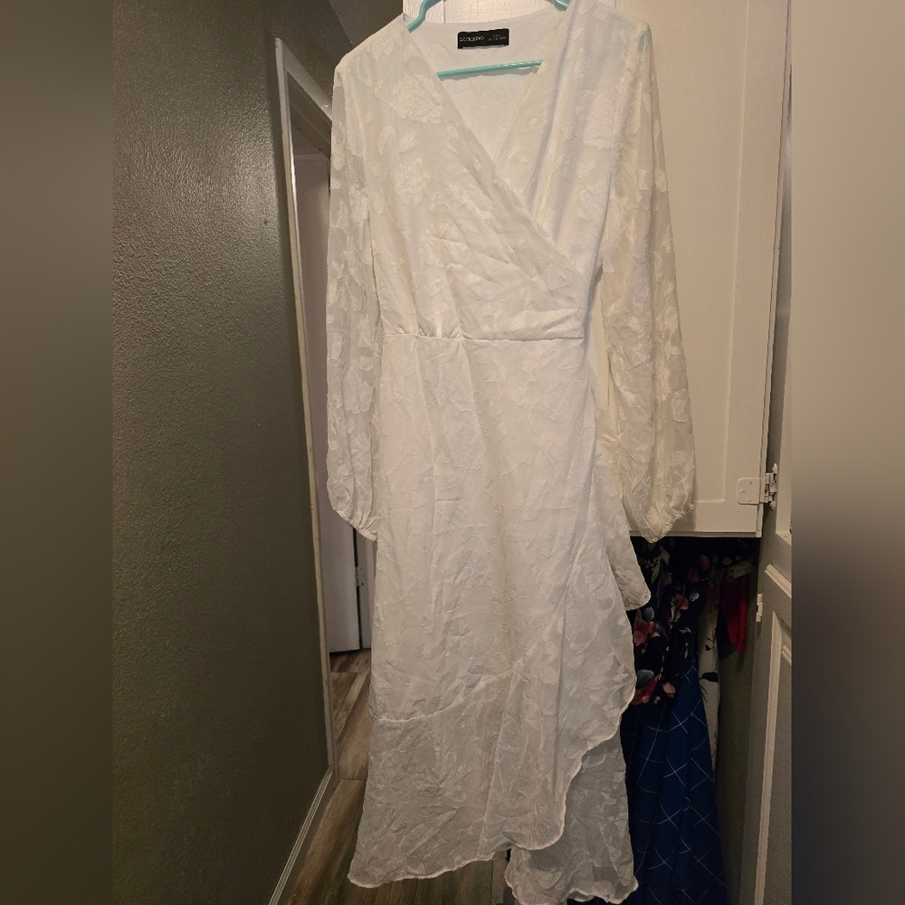 White Floral Wrap Dress